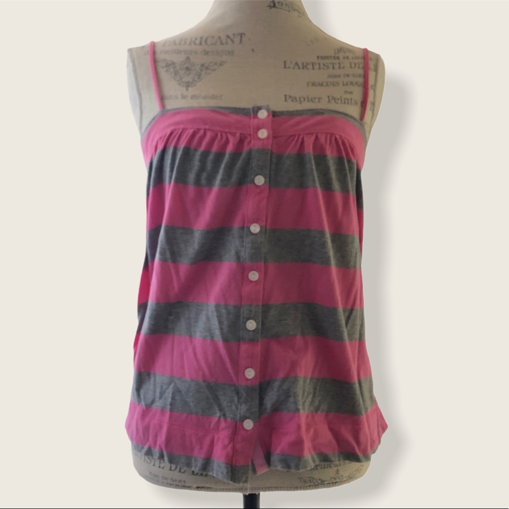 PINK Victoria’s Secret Button Down Tank Top Stripe